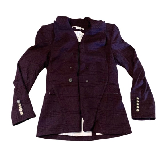 Veronica Beard Farley Dickey Jacket, Aubergine Purple Plaid, Size 10 *READ* - Picture 3 of 9